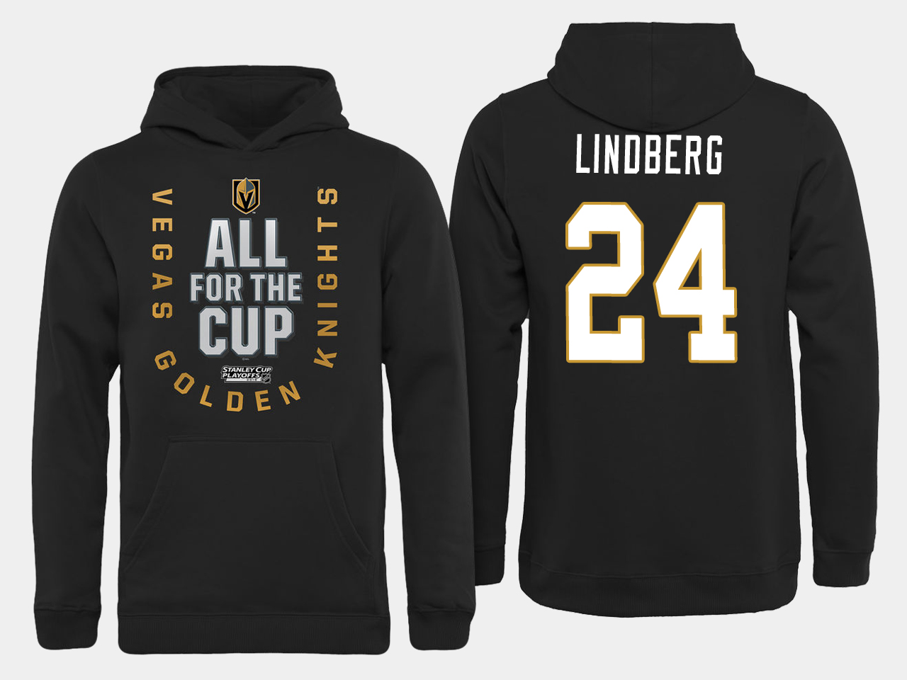 Men NHL Vegas Golden Knights #24 Lindberg All for the Cup hoodie->more nhl jerseys->NHL Jersey